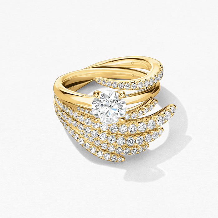UU2639 Vela Solitaire Ring with Diamond Gallery _YG_M_PM