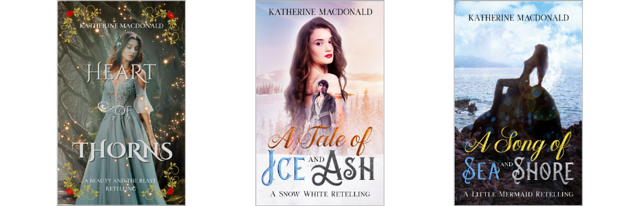 Cover photos for Heart of Thorns, A Tale of Ice and Ash, and A Song of Sea and Shore