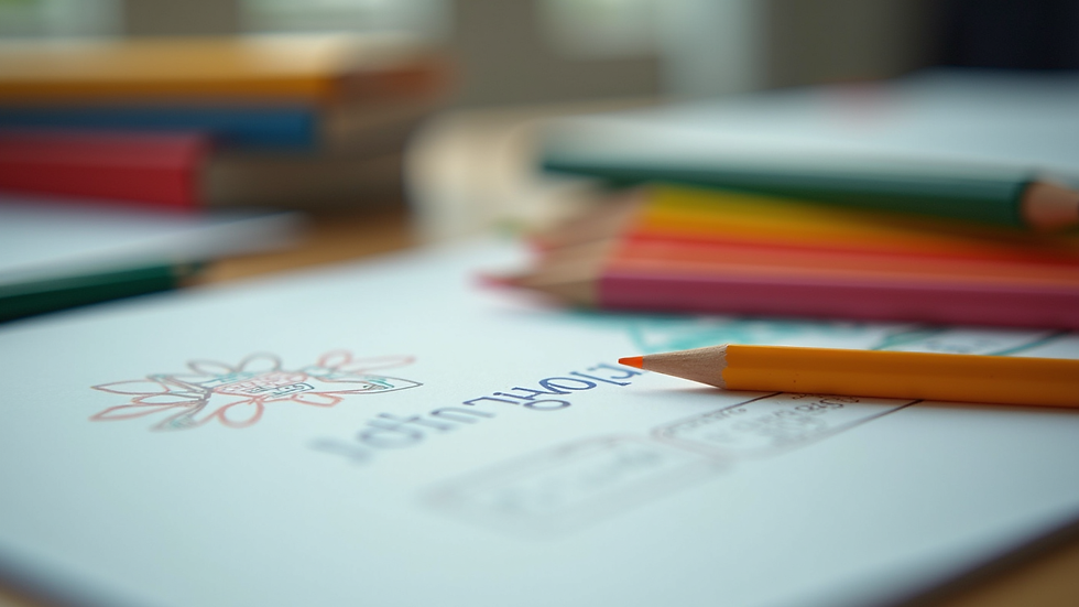 Close-up of educational materials and colorful learning tools on a table