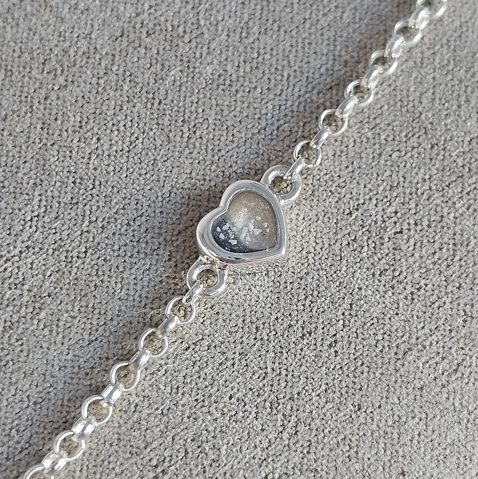 Thumbnail: Silver memorial heart bracelet for cremation ashes and hair UK