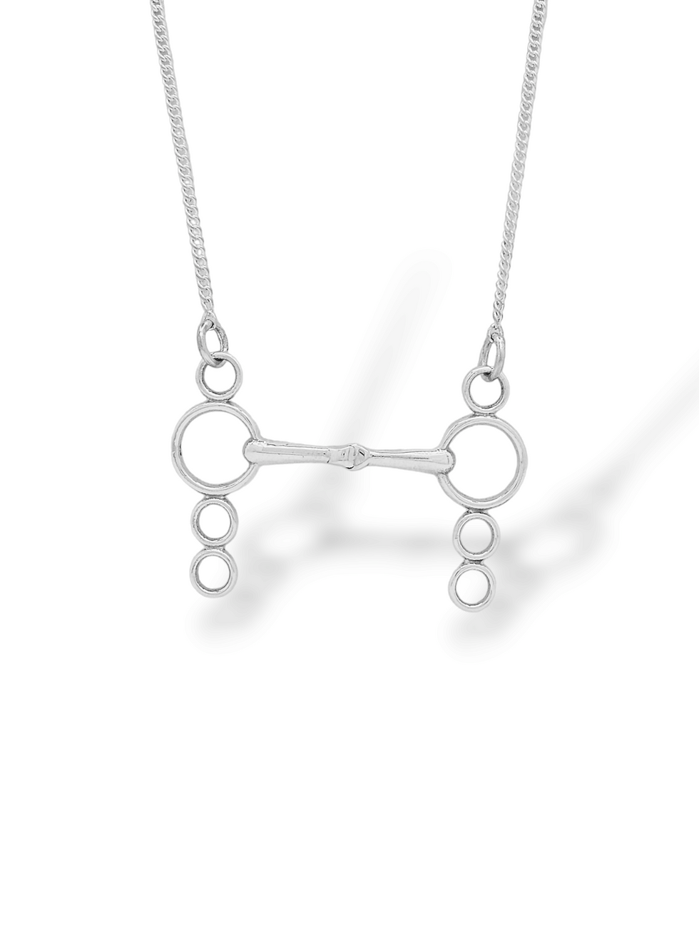 Silver realistic horse bit necklace. Equestrian jewellery and keepsakes designed and made in the UK by Heart Horse.