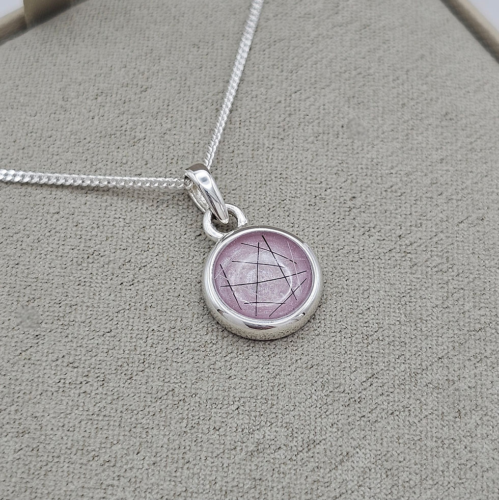 Thumbnail: Small round pendant/necklace in sterling silver, suitable for cremation ashes, hair or for use as a memorial keepsake.