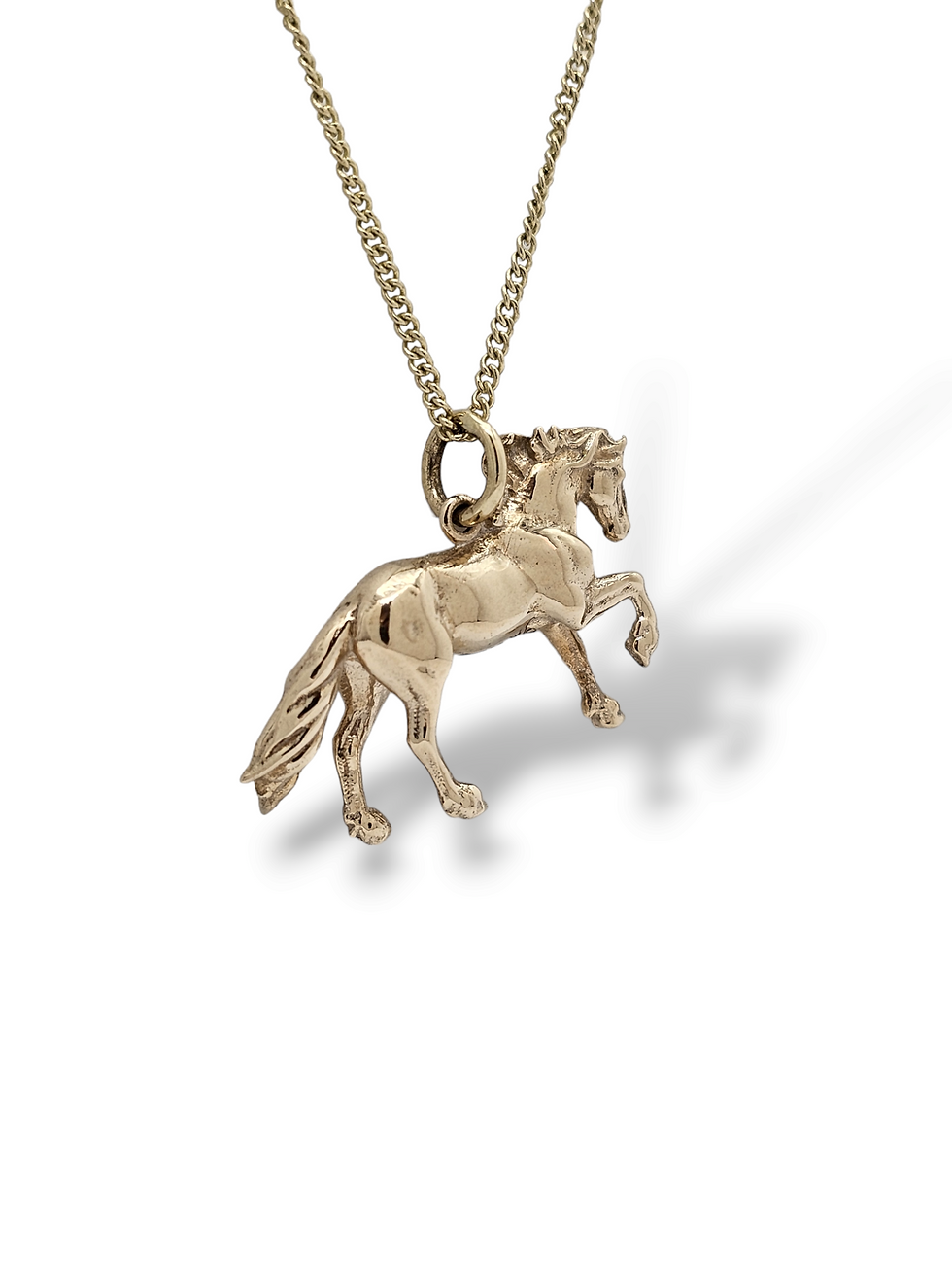 Thumbnail: 'Stride With Pride' 9ct Yellow Gold 3D Cob Horse Pendant & Chain