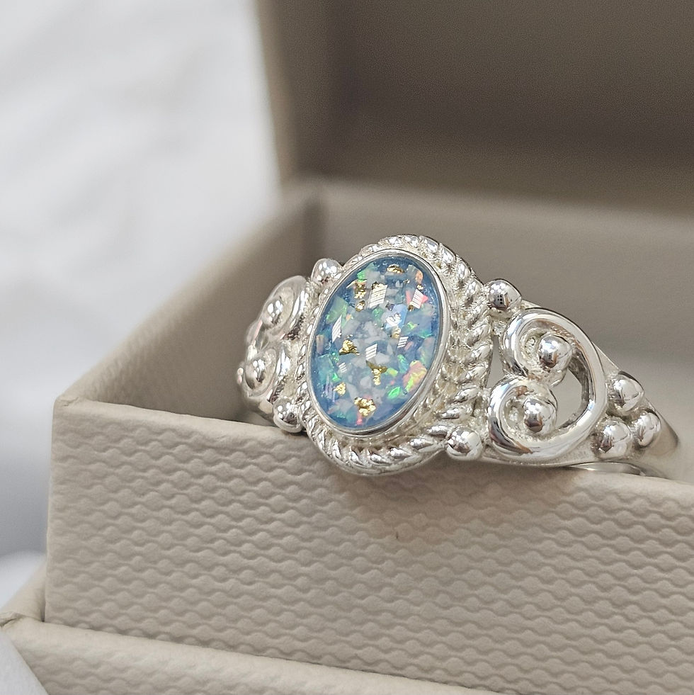 Thumbnail: Sterling Silver filigree memorial jewellery ring for cremation ashes and hair UK