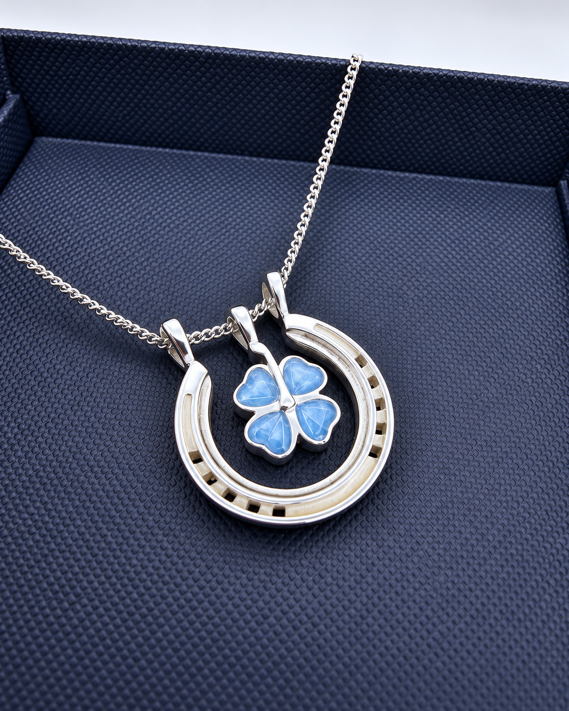 'Clover Hill' Sterling Silver Lucky Clover Horse Hair Pendant