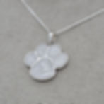 Paw print pendant/necklace in sterling silver, suitable for cremation ashes, hair or for use as a memorial keepsake.