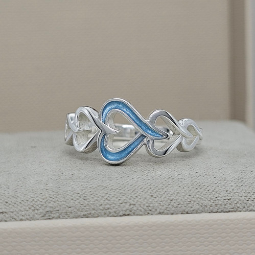 Sterling Silver Heart Ring With Clear CZ Stones – Solid 925 Silver Love Band, Size 3