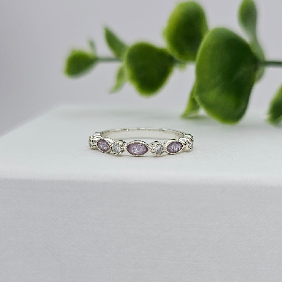 Thumbnail: Sterling silver half eternity memorial ring for cremation ashes and hair