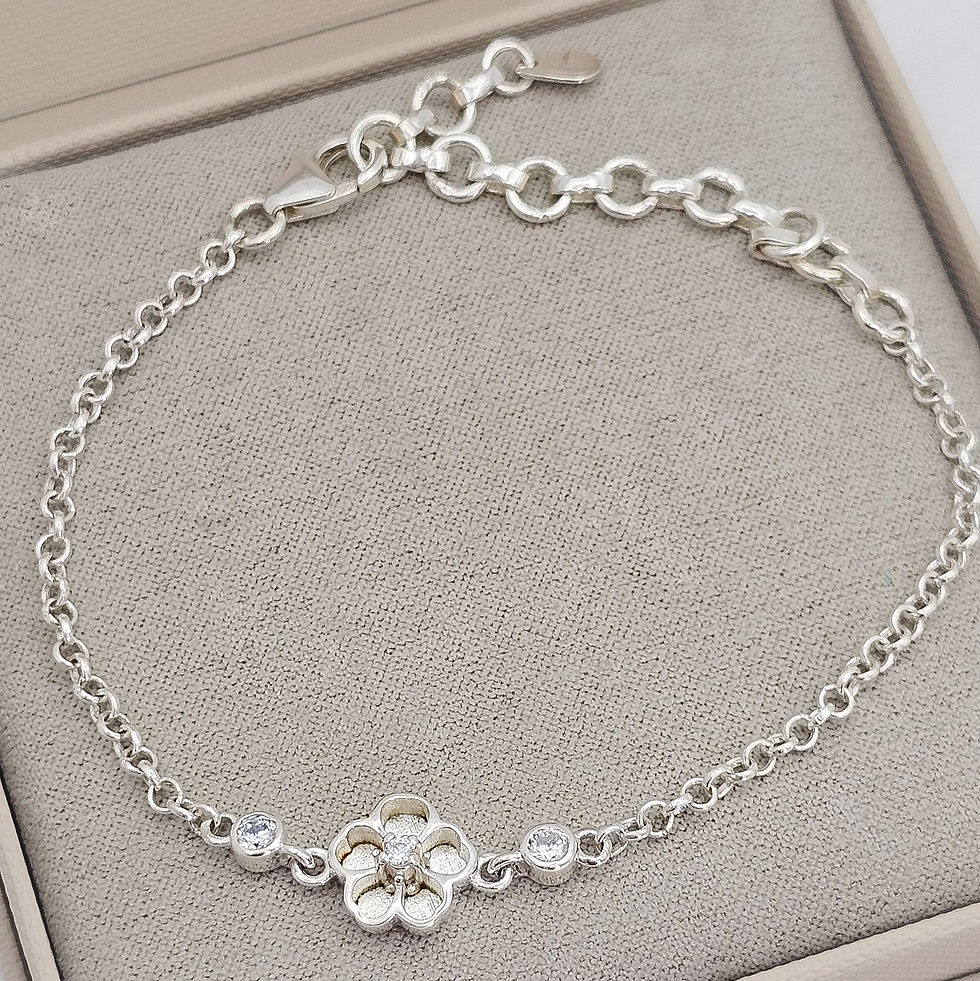 Thumbnail: Forget Me Not Dainty Adjustable Silver Memorial Bracelet