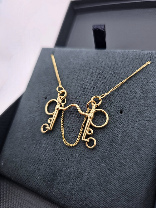 * MADE TO ORDER *  'Port Mouth Pelham' Horse Bit 9ct Yellow Gold Pendant