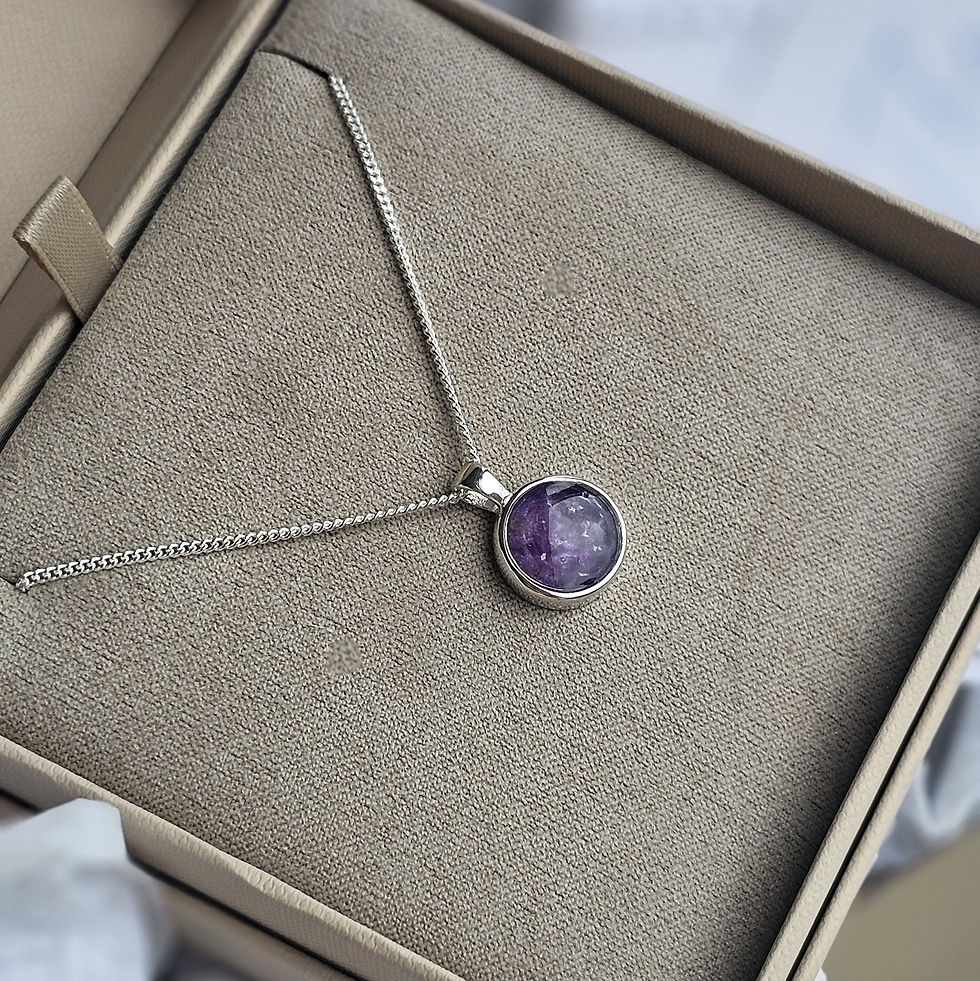 Small round pendant/necklace in sterling silver, suitable for cremation ashes, hair or for use as a memorial keepsake.