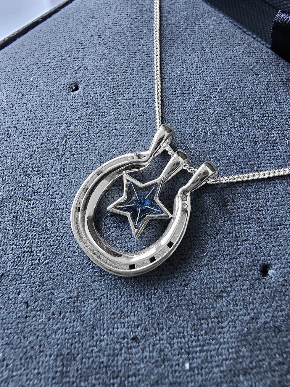 Thumbnail: 'Red Rum Shoe' Sterling Silver Horse Hair Keepsake Pendant 