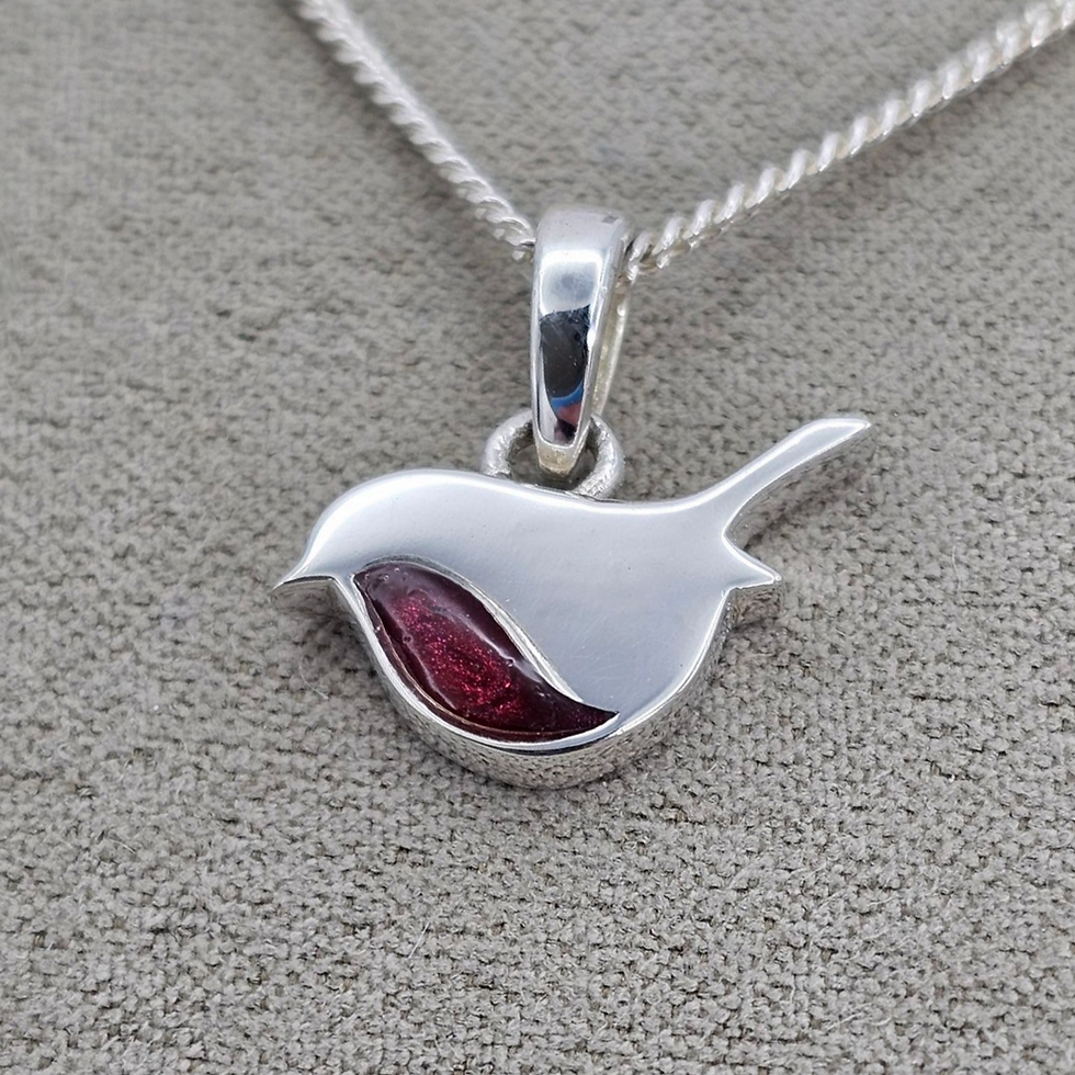 Silver robin memorial necklace for cremation ashes and hair UK