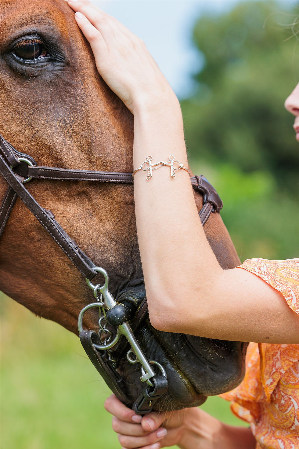 Thumbnail: Horse bit bangle in sterling silver. Equestrian jewellery and keepsakes designed and made in the UK by Heart Horse.