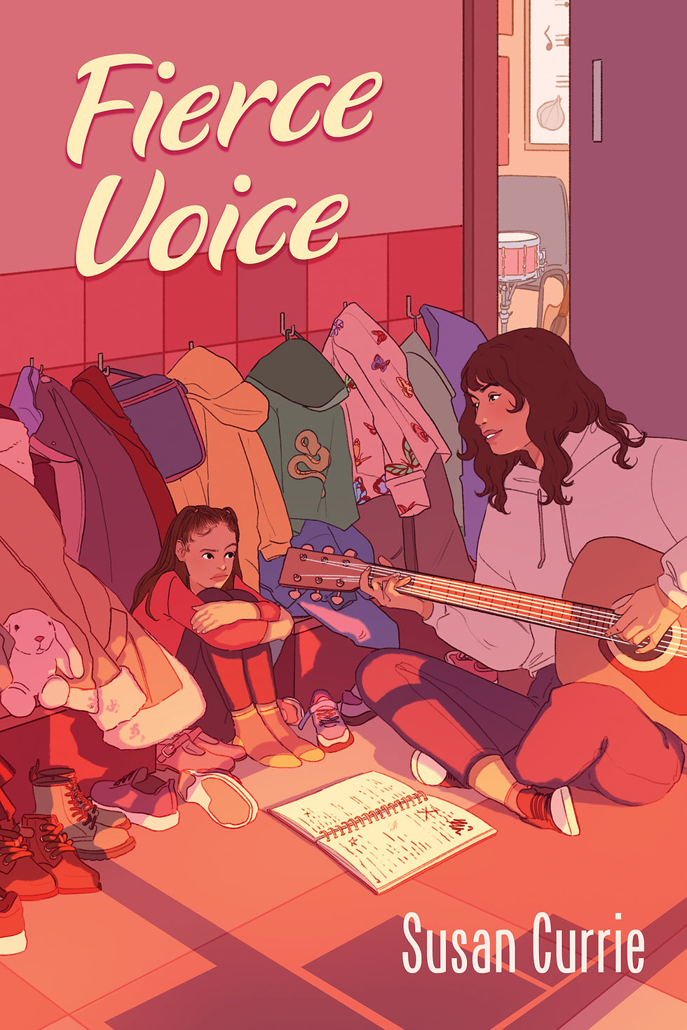 Cover of Fierce Voice, which shows a teen girl playing guitar next to a younger girl