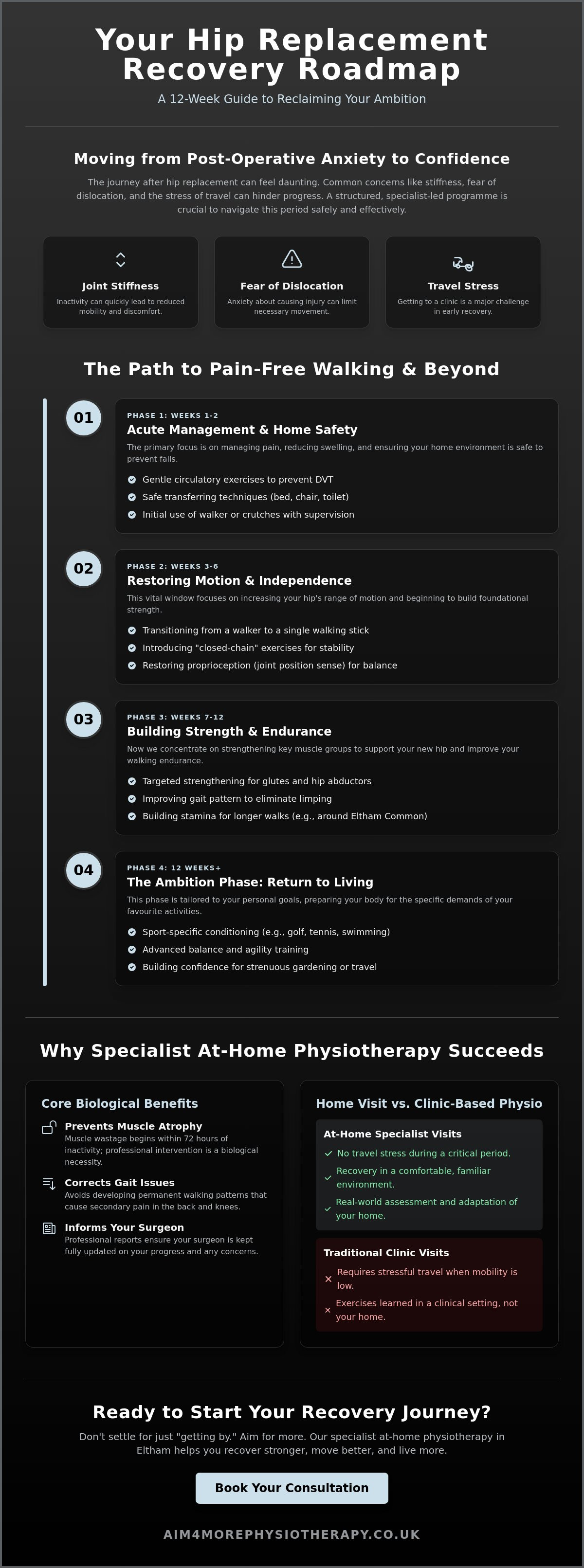 Hip replacement recovery physio Eltham