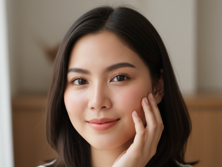 woman toucher her cheek