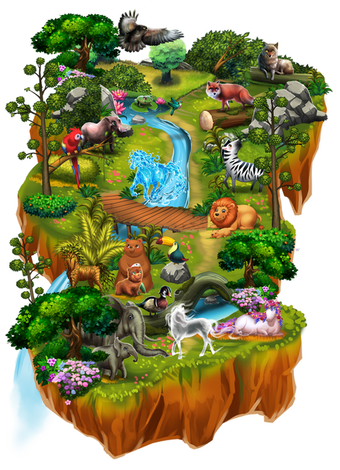 This island is home to jungle animals, elemental horses, and so much more. 