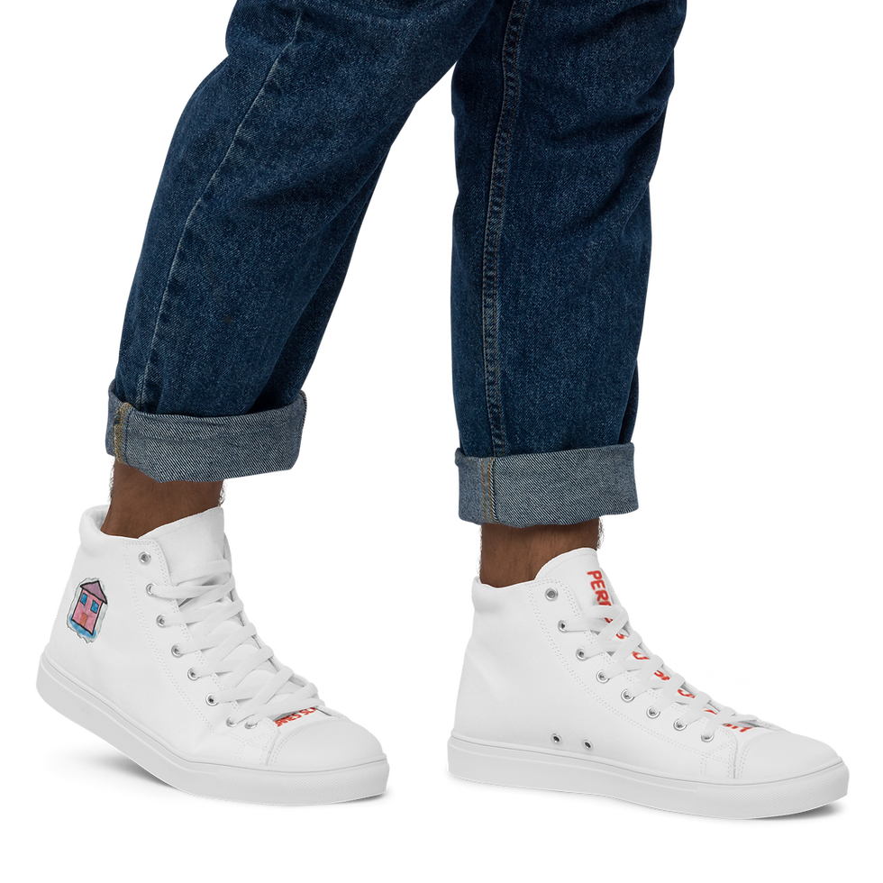 Thumbnail: PHOP White High Top Canvas Shoes (M's)