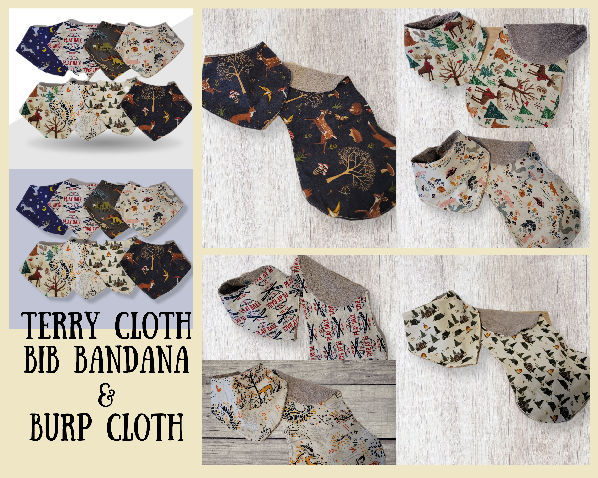 Unisex baby bib and burp cloth set