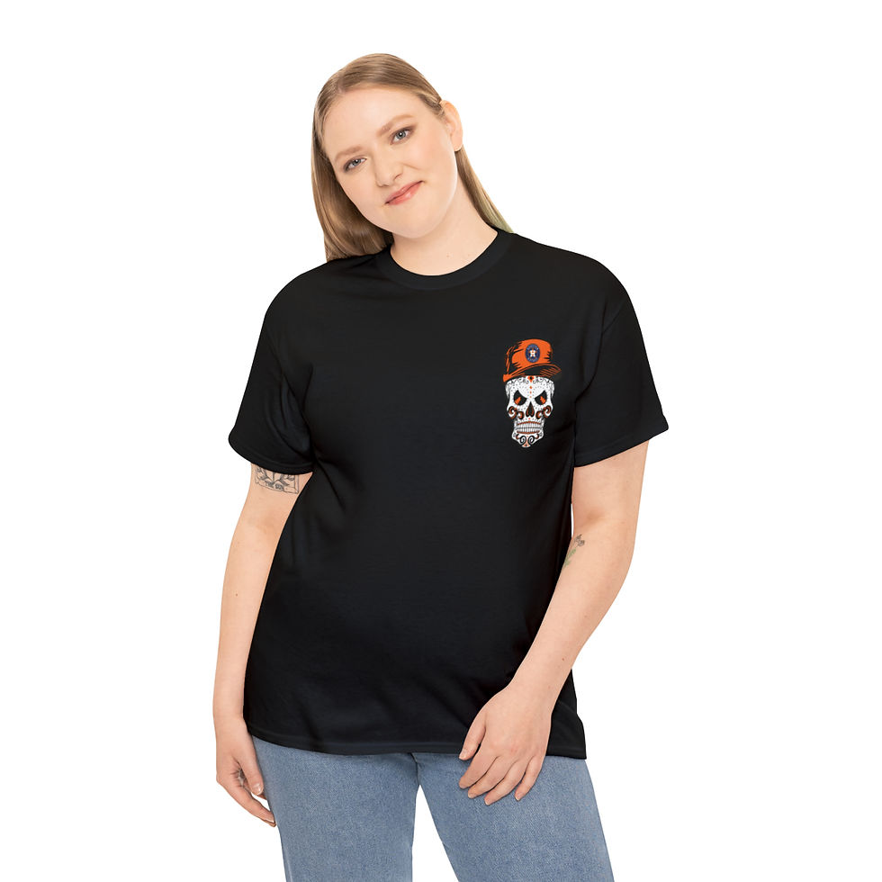 Thumbnail: Dia De Los Astros Shirt, astros space city halloween, Astros Double-Printed Tee