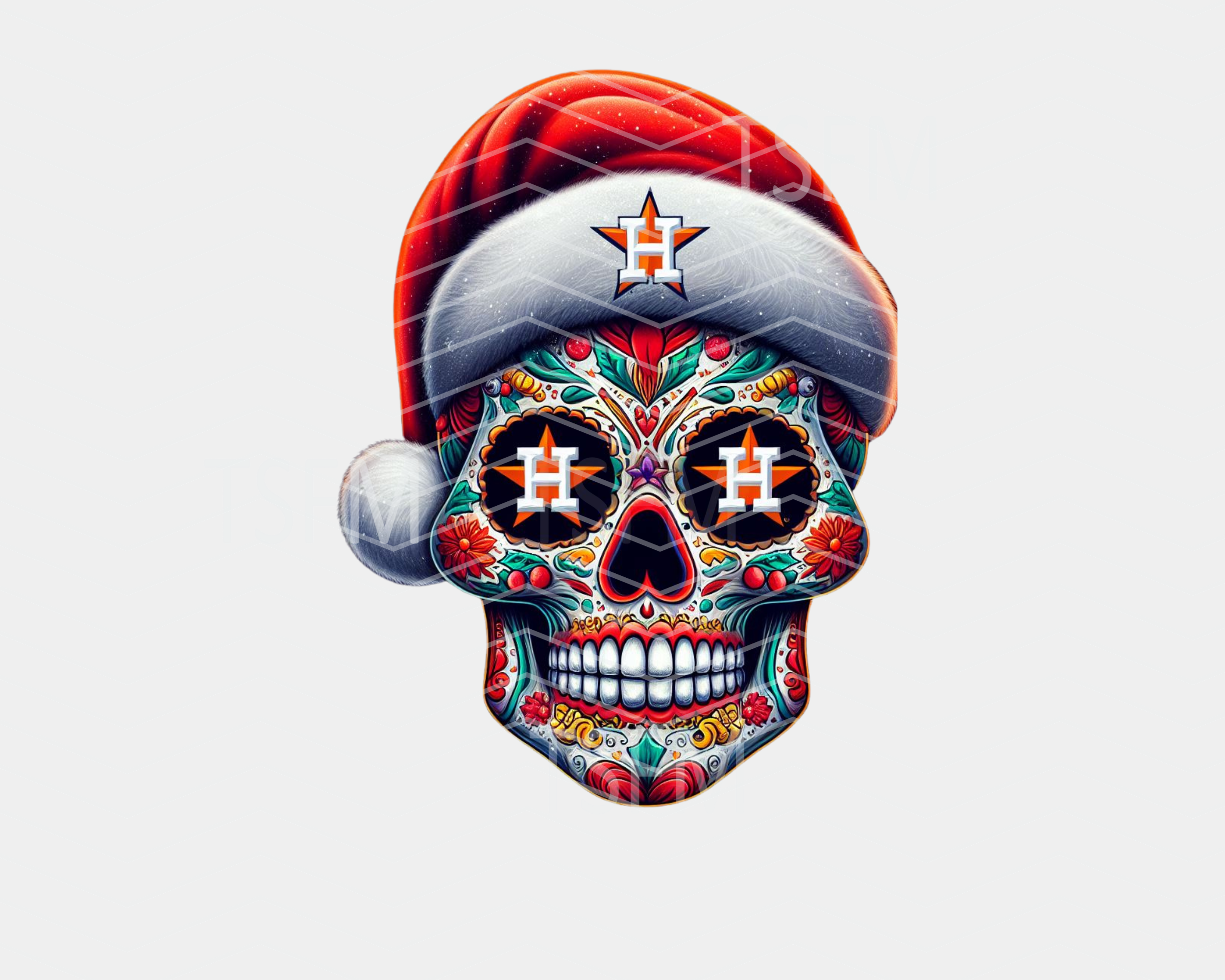 Christmas Astros Skull PNG