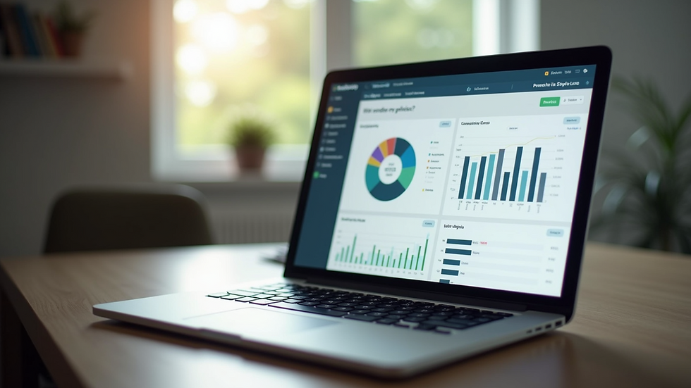 High angle view of a laptop displaying nonprofit data analytics dashboard
