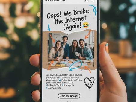 a fun corporate social media post on a phone