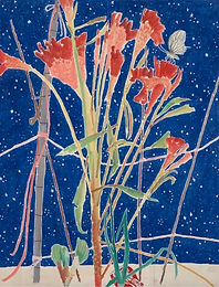 Kim Sun-Doo, Daytime Stars - Cockscomb, 2021, Ink, color pigment on jangji, 91 x 116.7 cm