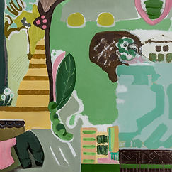 Zang Zong-Son, Post Office Corner, 2022, Mixed media on wooden panel, 51 x 41 cm