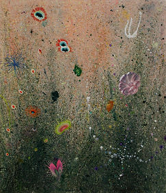 Ido Park, A Thousand Garden, 2025, Wax and oil on wood, 160 x 140 cm 
