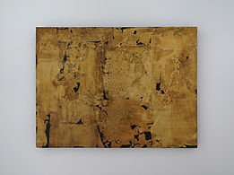 Mo Lai Sze Liz, The Light of Absence, 2024, Alloy Gold leaf and  Xuan paper on wood, 30 x 