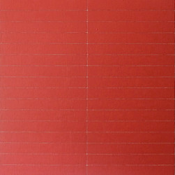 Jon Poblador, Untitled (Red), 2021, Acyrlic on linen over panel, 61 x 61 cm