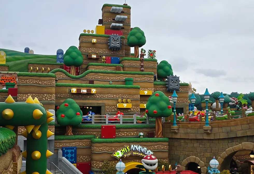 Panorámica de la zona temática Super Nintendo World dentro del parque Universal Studios Japan en Osaka.