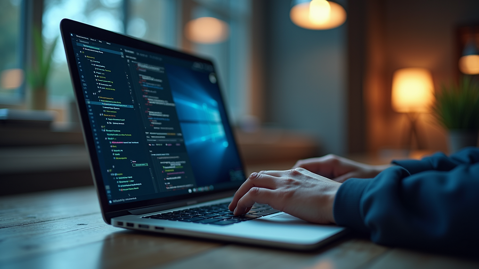 High angle view of a laptop with cybersecurity software running