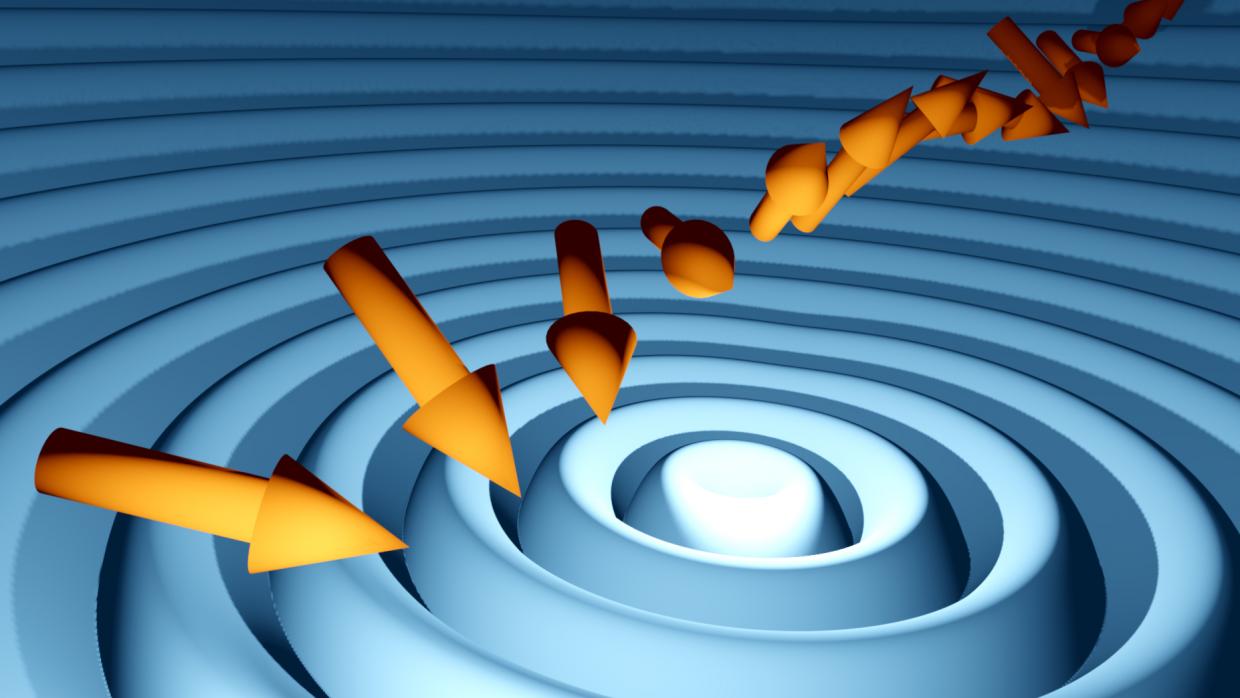 Spin waves propagating in a magnetic material @ NYU Tandon School of Engineering