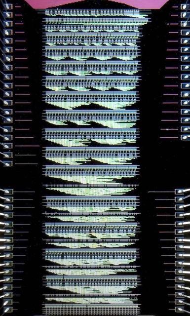 Microphotograph of a 32-bit AQFP bitonic sorter generated by the proposed auto synthesis framework. This circuit contains 7557 Josephson superconducting junctions, which is the largest auto-designed system-level AQFP circuit. @ Yokohama National University