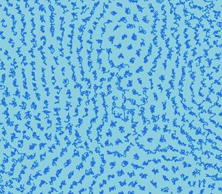 An image of atomic trajectories in a two-dimensional liquid, generated by computer simulations. Most trajectories are elongated, and the elongation of close trajectories is similar. This is the visual signature of the collective motions found by Li et al., which demonstrates a fundamental difference between two-dimensional and three-dimensional liquids. @ NTU Singapore
