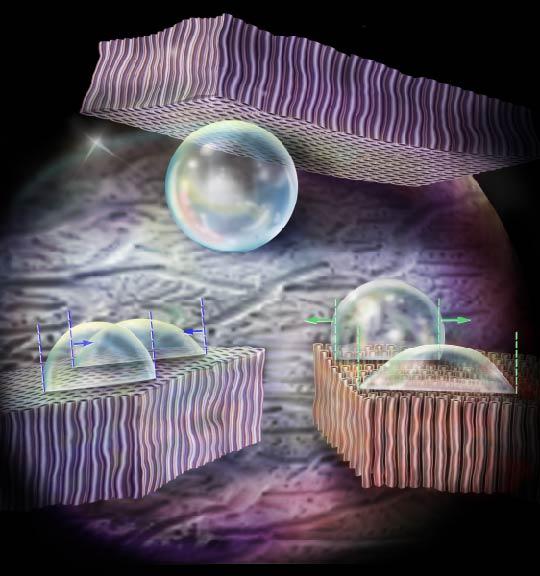 An illustration shows the wetting behavior of carbon nanotubes, which both repel water and hold it in place. @ University of Pittsburgh
