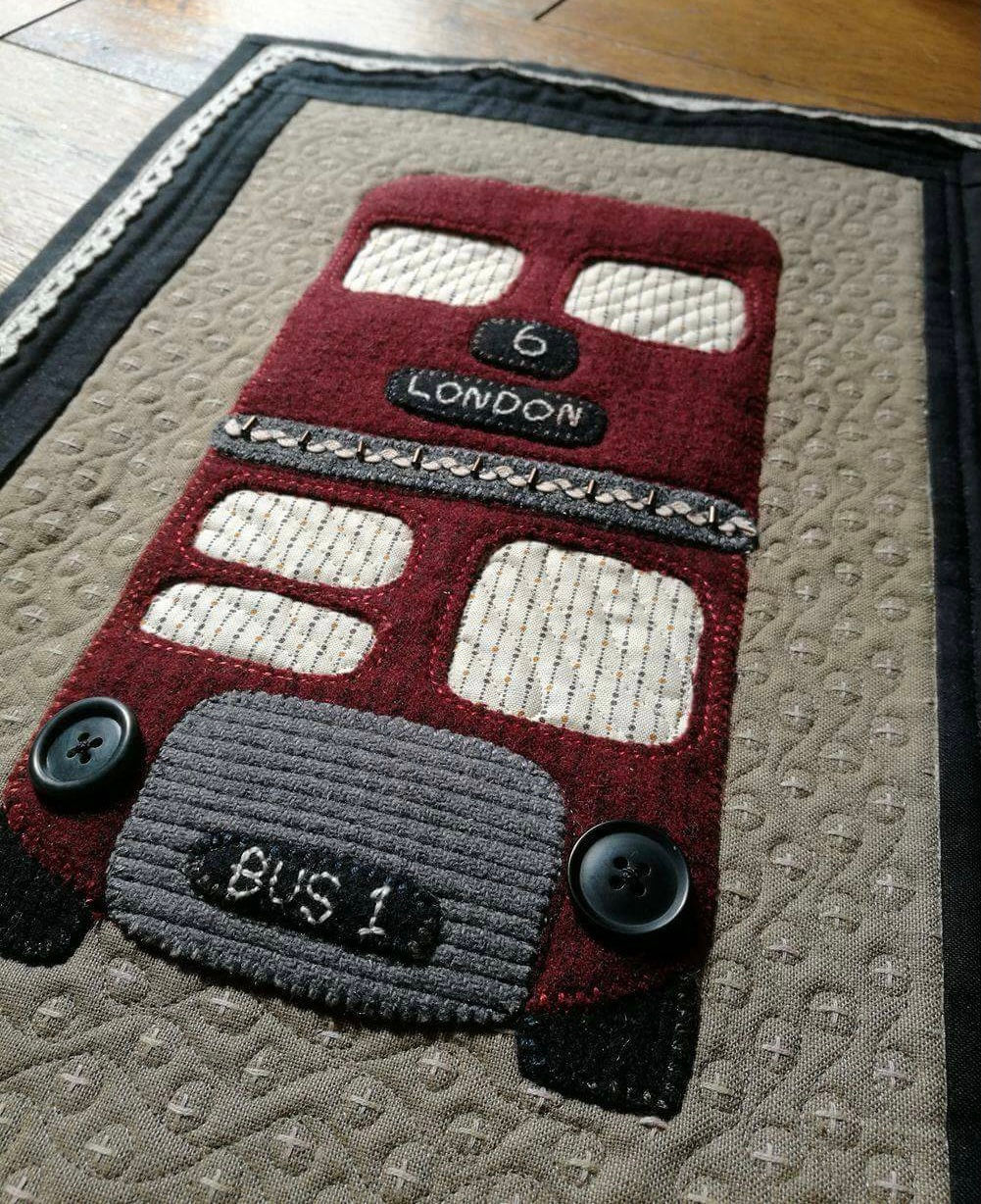 The Little Red London Bus Mini Wallhanging  - A4 Printed Pattern