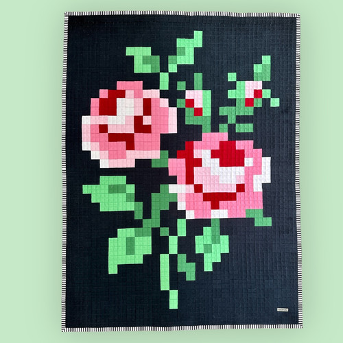 Pixelated Rose Quilt - A4 Paper Pattern | Sallieann Quilts