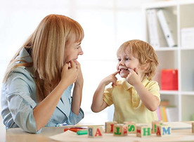 Mother is playing with her kid