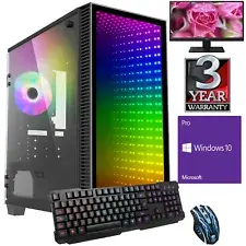 Ultra Fast AMD Quad Core 8GB 1TB Windows 10 Bundle Gaming PC Computer AM ARGB