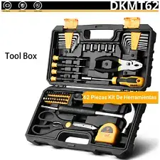 DEKO 62 Pcs Household Hand Tool Set Maintenance Tools Kit DIY Socket Hex Keys