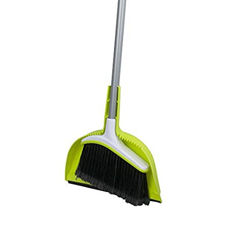 Casabella Basics Broom with Dustpan, Silver and Green