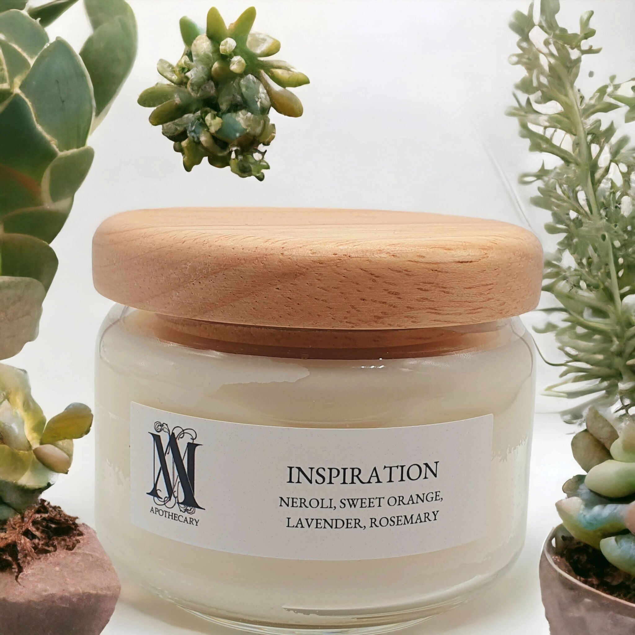 Inspiration essential oil soy wax candle in glass jar