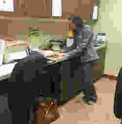 Audrey Taylor prepares lab-work in between seeing patients