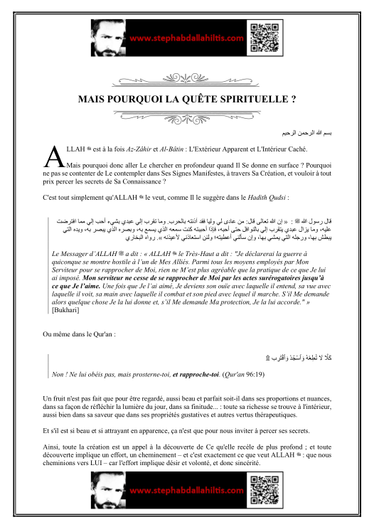MAIS POURQUOI LA QUÊTE SPIRITUELLE ? (PDF)