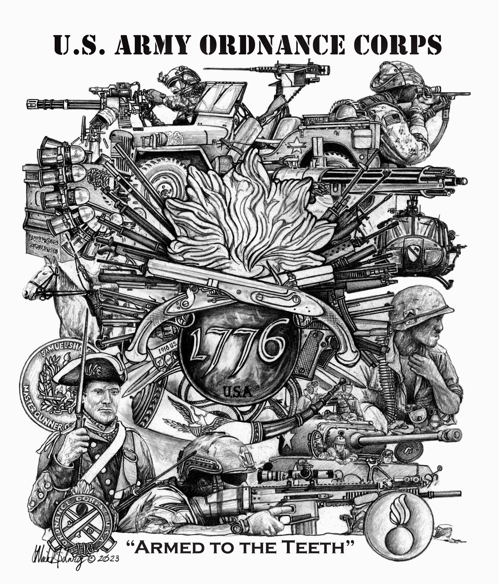 "Armed to the Teeth" Artist Proof 12.5"  x  15.5" Ordnance Corps