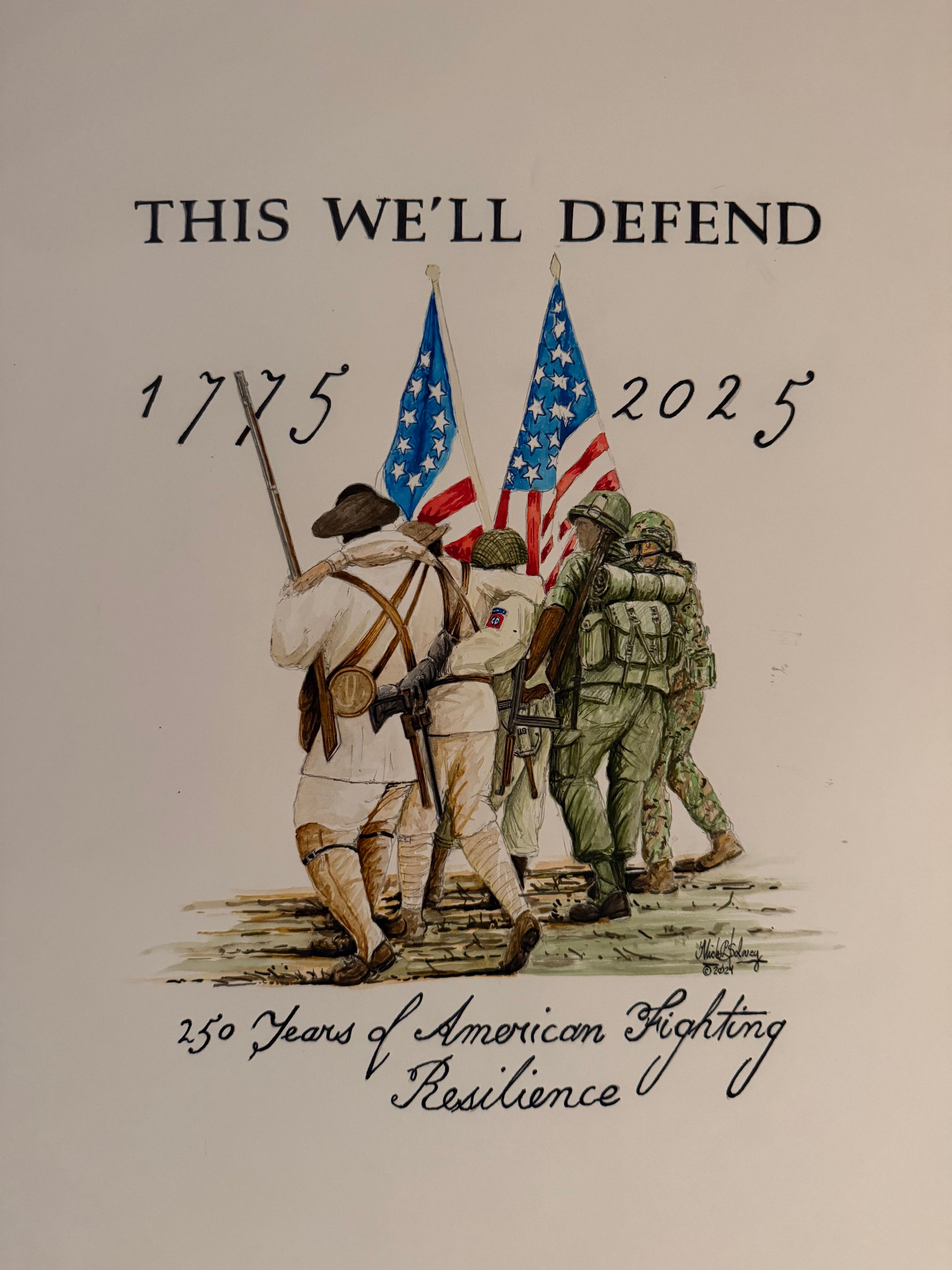 Original "This We'll Defend" Watercolor US Army's 250th's Birthday